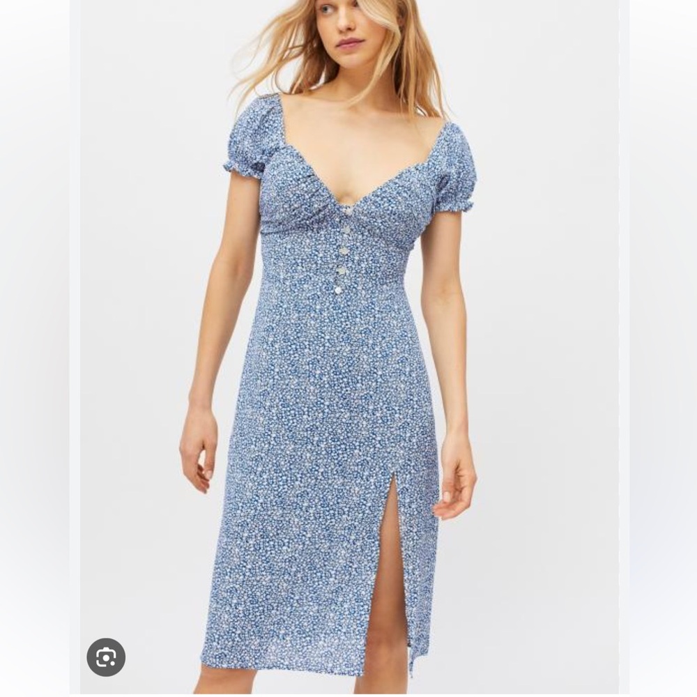 Kiss the Sky Floral Puff Sleeve Midi Dress